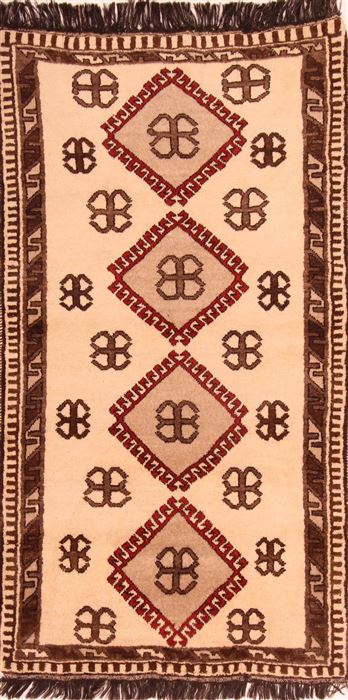 Gabbeh White Hand Knotted 33 X 62 Area Rug 100-24376 Image 0