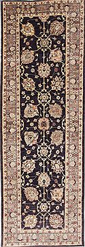 Pakistani Pishavar Black Runner 6 to 9 ft Wool Carpet 24379