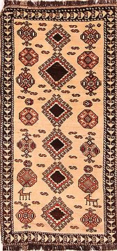 Persian Gabbeh Beige Rectangle 3x5 ft Wool Carpet 24381