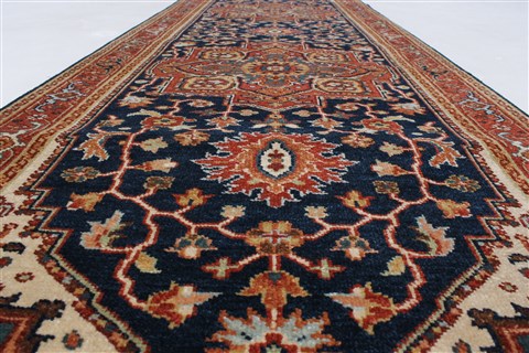 Serapi Blue Runner Hand Knotted 26 X 711 Area Rug 250-24384 Image 2