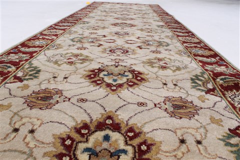 Kashan Beige Runner Hand Knotted 26 X 82 Area Rug 250-24385 Image 1