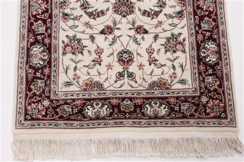 Tabriz Beige Runner Hand Knotted 26 X 80 Area Rug 250-24386 Image 4