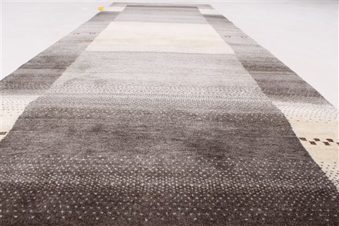 Gabbeh Beige Runner Hand Knotted 27 X 80 Area Rug 250-24391 Image 1