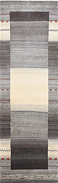 Indian Gabbeh Beige Runner 6 to 9 ft Wool Carpet 24391