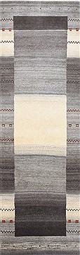 Gabbeh Beige Runner Hand Knotted 2'7" X 8'0"  Area Rug 250-24391