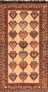 Persian Gabbeh Beige Rectangle 4x6 ft Wool Carpet 24392
