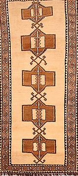 Persian Gabbeh Beige Runner 6 to 9 ft Wool Carpet 24396
