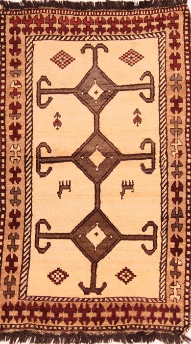 Gabbeh Beige Hand Knotted 36 X 62  Area Rug 100-24397 Image 0