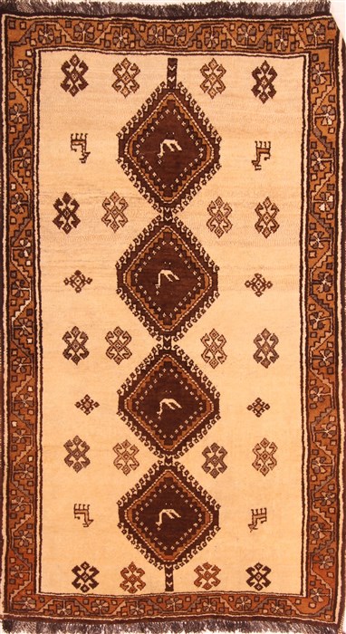 Gabbeh Beige Hand Knotted 37 X 64  Area Rug 100-24399 Image 0