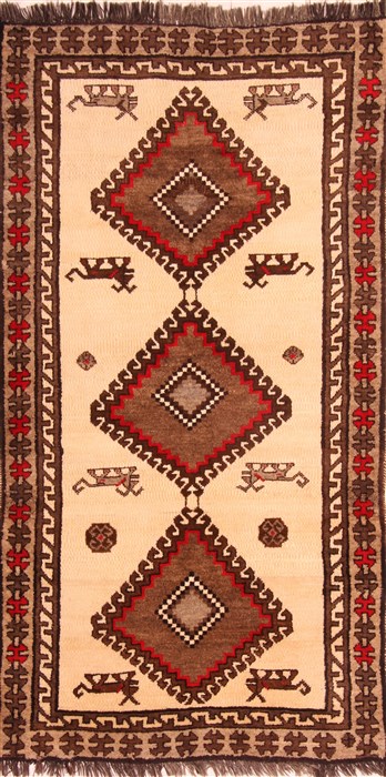 Gabbeh White Hand Knotted 37 X 611  Area Rug 100-24402 Image 0