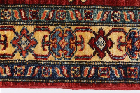Kazak Red Runner Hand Knotted 26 X 77 Area Rug 250-24404 Image 3