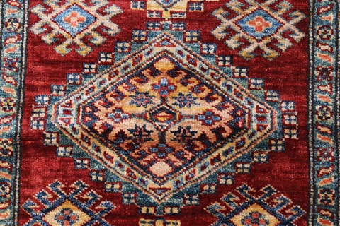 Kazak Red Runner Hand Knotted 26 X 77 Area Rug 250-24404 Image 4