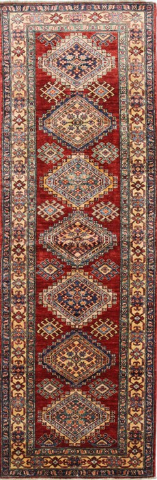 Kazak Red Runner Hand Knotted 26 X 77 Area Rug 250-24404 Image 0