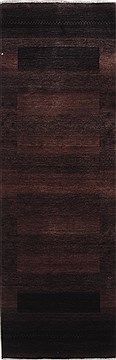 Gabbeh Brown Runner Hand Knotted 2'7" X 7'10"  Area Rug 250-24408