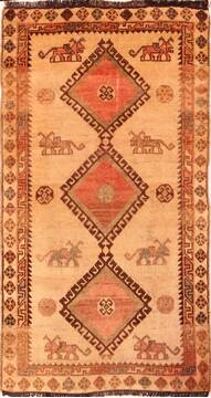 Persian Gabbeh Beige Rectangle 3x5 ft Wool Carpet 24413