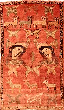 Persian Gabbeh Red Rectangle 4x6 ft Wool Carpet 24415