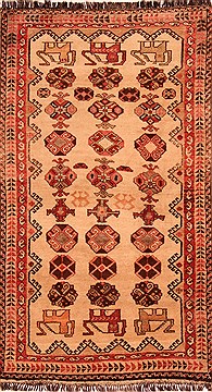 Persian Gabbeh Beige Rectangle 5x7 ft Wool Carpet 24427