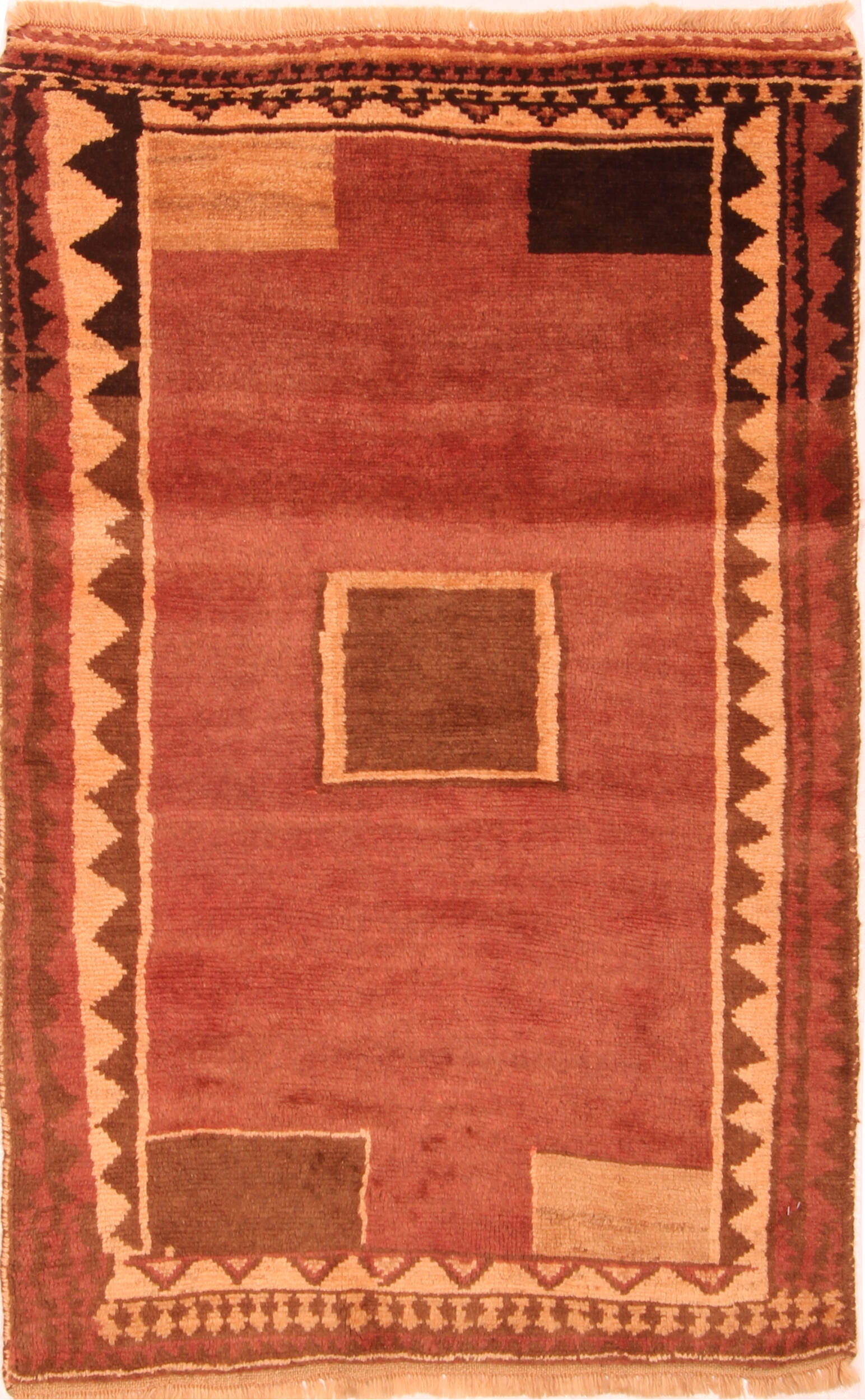 Persian Gabbeh Orange Rectangle 3x5 ft Wool Carpet 24432 | SKU 24432
