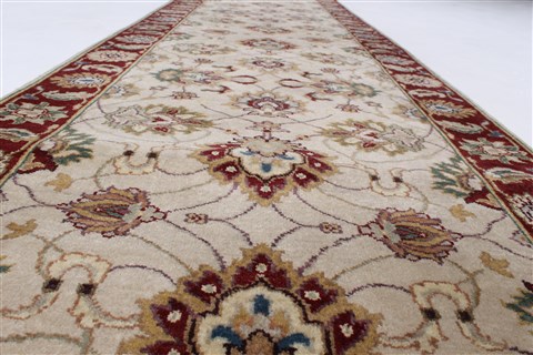 Kashan Beige Runner Hand Knotted 26 X 82 Area Rug 250-24433 Image 1