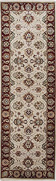 Kashan Beige Runner Hand Knotted 2'6" X 8'2"  Area Rug 250-24433