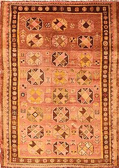 Persian Gabbeh Brown Rectangle 4x6 ft Wool Carpet 24434
