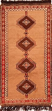 Gabbeh Brown Hand Knotted 3'6" X 6'9"  Area Rug 100-24440