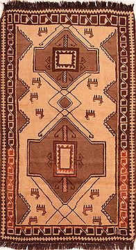 Persian Gabbeh Beige Rectangle 4x6 ft Wool Carpet 24442