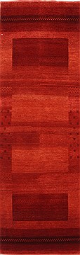 Indian Gabbeh Red Runner 6 to 9 ft Wool Carpet 24443