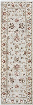 Pakistani Pishavar Beige Runner 6 to 9 ft Wool Carpet 24444