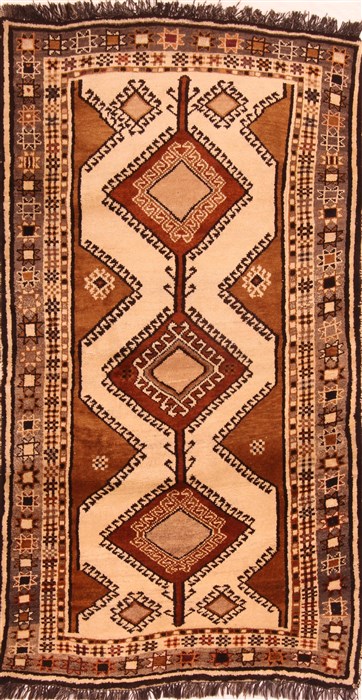 Gabbeh Beige Hand Knotted 37 X 67  Area Rug 100-24449 Image 0