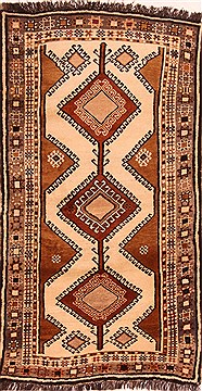 Persian Gabbeh Beige Rectangle 5x7 ft Wool Carpet 24449