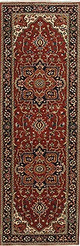 Indian Serapi Brown Runner 6 to 9 ft Wool Carpet 24509