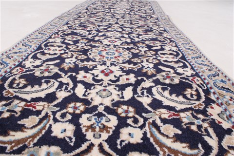 Nain Blue Runner Hand Knotted 110 X 69 Area Rug 250-24521 Image 1