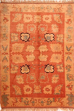 Turkish Gabbeh Orange Rectangle 5x7 ft Wool Carpet 24529