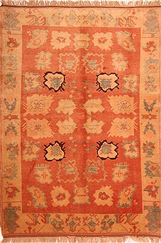 Gabbeh Orange Hand Knotted 4'7" X 6'8"  Area Rug 100-24529