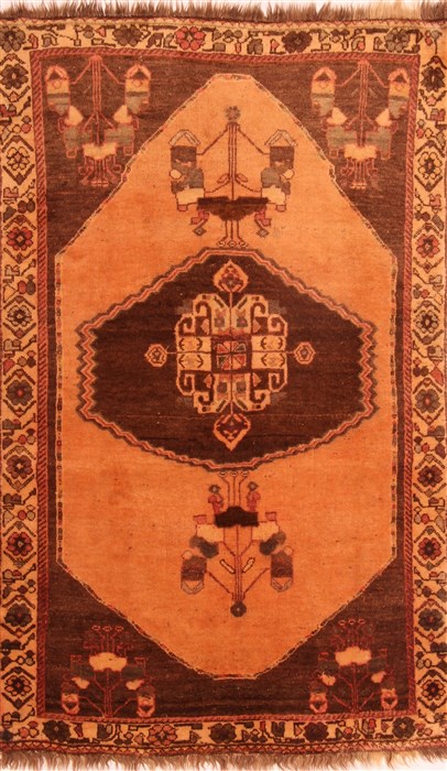 Gabbeh Orange Hand Knotted 39 X 59  Area Rug 100-24550 Image 0