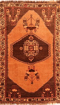 Persian Gabbeh Orange Rectangle 4x6 ft Wool Carpet 24550