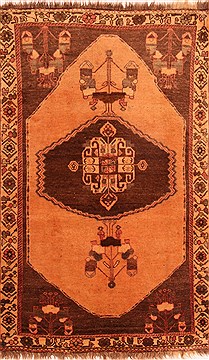 Gabbeh Orange Hand Knotted 3'9" X 5'9"  Area Rug 100-24550