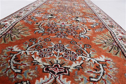 Sarouk Brown Runner Hand Knotted 24 X 82 Area Rug 250-24551 Image 1