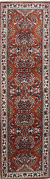 Indian sarouk Brown Runner 6 to 9 ft Wool Carpet 24551