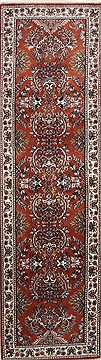 Sarouk Brown Runner Hand Knotted 2'4" X 8'2"  Area Rug 250-24551