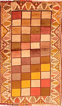 Turkish Gabbeh Multicolor Rectangle 3x5 ft Wool Carpet 24558