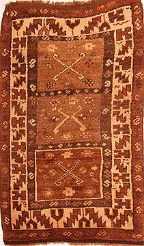 Gabbeh Brown Hand Knotted 3'8" X 5'5"  Area Rug 100-24560