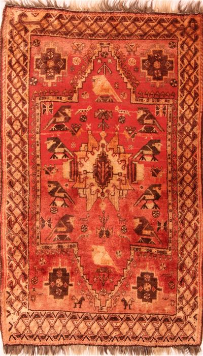 Gabbeh Red Hand Knotted 37 X 62  Area Rug 100-24578 Image 0