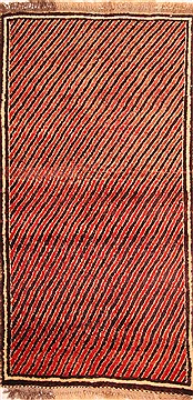 Gabbeh Red Hand Knotted 3'5" X 6'5"  Area Rug 100-24582