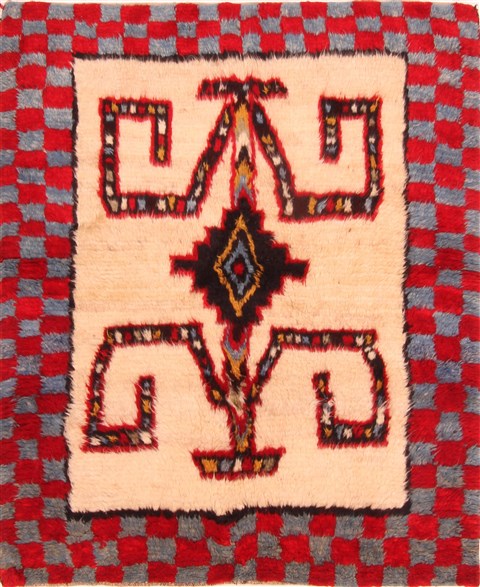 Gabbeh Red Hand Knotted 43 X 52  Area Rug 100-24586 Image 0