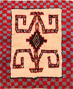 Gabbeh Red Hand Knotted 4'3" X 5'2"  Area Rug 100-24586