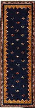 Indian Gabbeh Blue Runner 6 to 9 ft Wool Carpet 24589