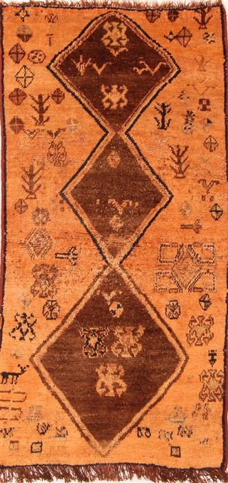 Gabbeh Beige Hand Knotted 27 X 54  Area Rug 100-24590 Image 0