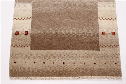 Gabbeh Beige Runner Hand Knotted 27 X 711 Area Rug 250-24592 Image 5